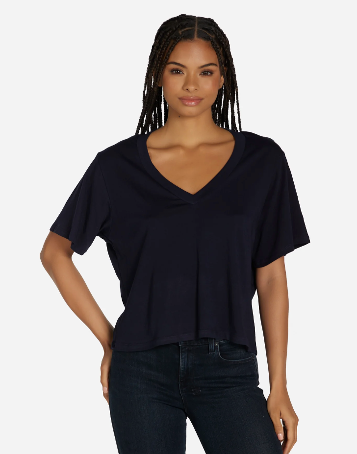 Bayaz Crop Boxy V-Neck Tee