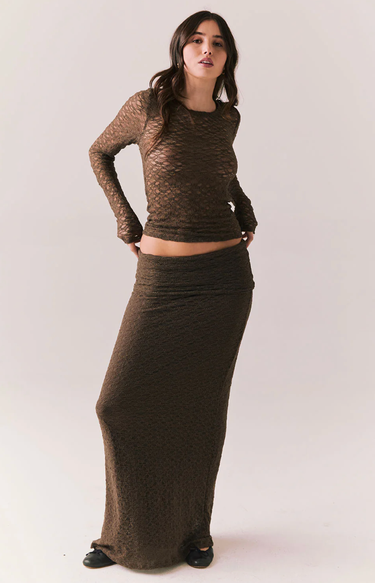 Kevin Espresso L/S Lace Top