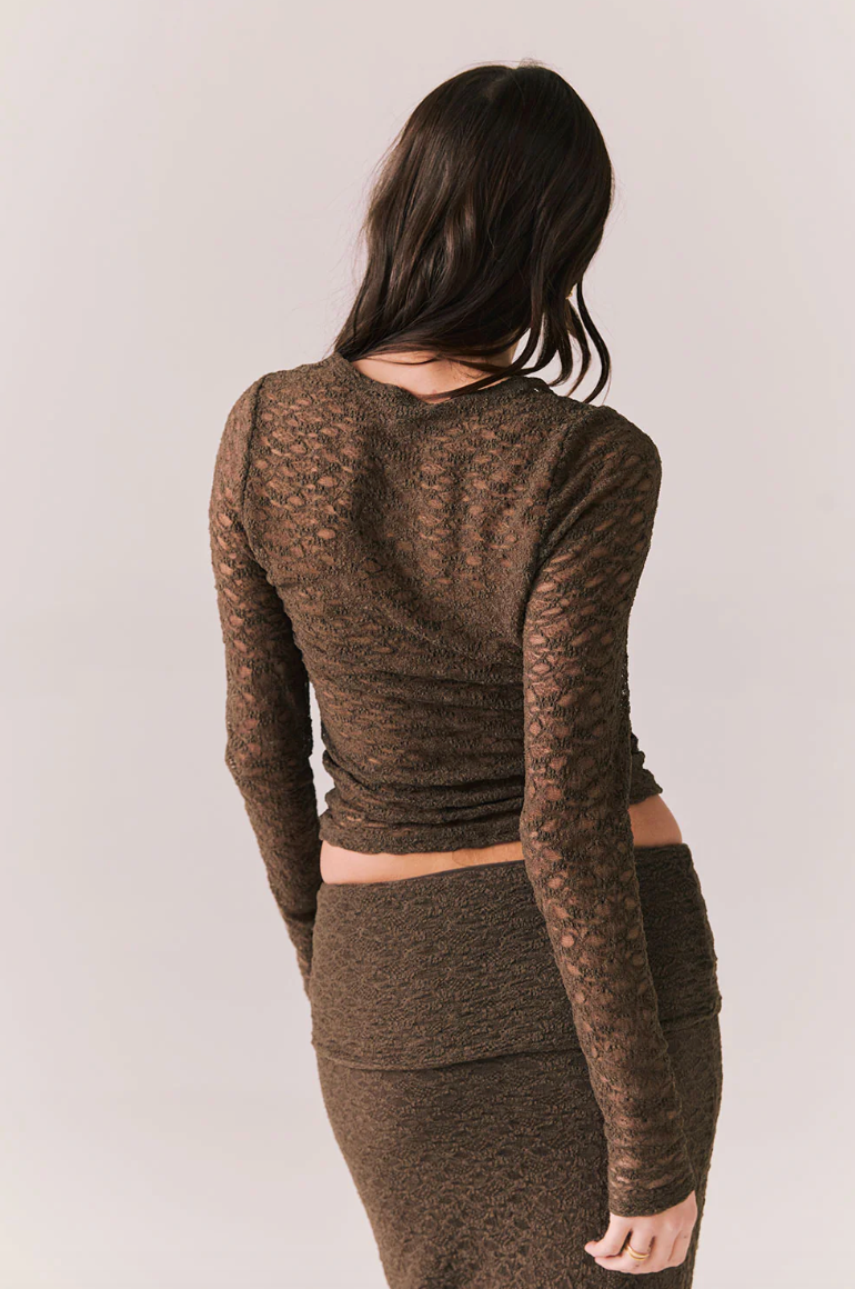 Kevin Espresso L/S Lace Top