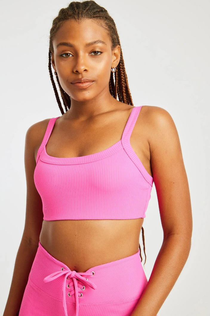 Ribbed Bralette 2.0 in Hot Pink